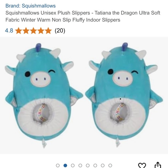 Squishmallows Blue Dragon Kids Slippers - Picture 1 of 3